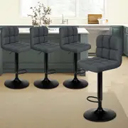 4x ALFORDSON Bar Stools Ralph Swivel Fabric Grey Black