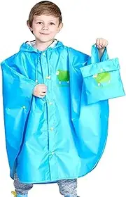 [ChinyRoza] Rain Poncho Children's Rain Cape Girls Boys 100% Rainproof Portable Foldable Raincoat Children's Rain Poncho Bicycle with Storage Bag Rain Jacket Children Waterproof Breathable 75-155 cm