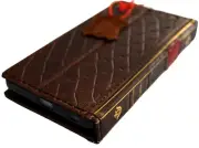 Genuine Leather case fo Iphone 14 13 12 15 Pro Max Wallet Bible Book Red Lable