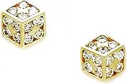 [JewelryWeb] 14k Yellow Gold CZ Simulated Diamond Small Cuboid Screw Back Earrings 7x7mm Stud Earring for Women