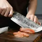 Hand Forged Butcher Knife Stainless Steel Wood Handle Hammered Slicing Cleaver L