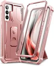 [Dexnor] Compatible with Samsung Galaxy S21 FE 5G Case 6.4 Inch (Not Fit Galaxy S21) with Built-in Screen Protector Military-Grade 360 Full Body Shockproof Bumper Protection Cover with Stand - Pink