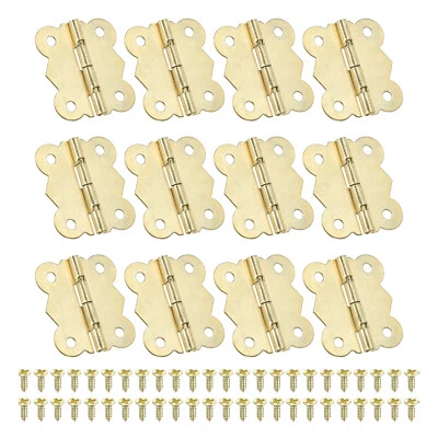 Small Jewelry Box Hinge 1-1/4 inch, 12 Pack 180-degree Butterfly Hinge, Gold