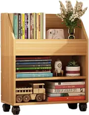 Mobile Bookshelf on Wheels, Bookcase Under Desk, Office Cart for Home Office Wooden Bookshelf, Sideboard Storage Rack Side Cabinet