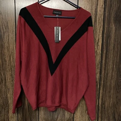 Premise Women’s Pullover Ruby Red/Black Sweater NWT