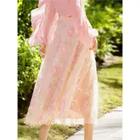 在飛比找ETMall東森購物網優惠-亮片花朵中長款小眾網紗裙串珠