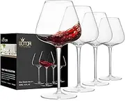 WOTOR Red Wine Glasses Set of 4, 25 Oz Large Burgundy Wine Glasses with Long Stem, Hand Blown Crystal Wine Glasses - Light, Ultra-Thin, Gift Packaging for Wedding, Anniversary (Clear)