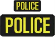POLICE embroidery patches 4x10" and 2x5 hook on back letters GOLD
