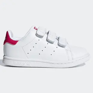 ADIDAS STAN SMITH 童鞋 小童 休閒 魔鬼氈 皮革 史密斯 白桃紅【運動世界】BZ0523