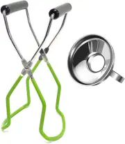 2 Stainless Steel Canning Jar Lifter Tongs and Canning Funnel for Wide Mouth Jar