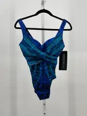 Miraclesuit Womens Criss Cross Escape One Piece Swimsuit 10 Blue Green 6540201