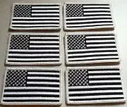 6 UNITED STATES Flag Military Patch With VELCRO® Brand Fastener B & W Version #9