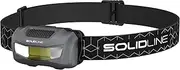 Solidline SH1, Super Bright LED Headlamp, Everyday Light with Gesture Control, Two Brightness Levels, 110 Lumens, 15 m Beam Range, 2 Hours Lighting Time, AAA Batteries (Included), Pack of 1