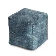 Anji Mountain Les Cavaliers 20 in. x 20 in. x 20 in. Blue and Green Pouf