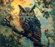 Owl Leaves Art Computer Mouse Pad Gift Floral Wisdom