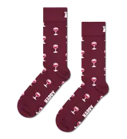 Dark Red Glass Of Wine Crew Sock Dark Red, White, Dark Pink