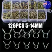 126 Pcs Fuel Line Hose Tubing Spring Clips Clamps Assortment Kit for Motorcycle