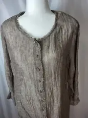 Eileen Fisher Casual Sheer linen Button Up Blouse NWT Lightweight