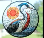 Stunning Coastal Heron Suncatcher Light Catcher Window decor Handmade