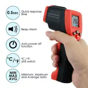 6.54" Non-Contact IR Lasergrip Infrared Gun Temperature Adjustable Emissivity