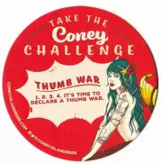 Coney Island Brewing Co Thumb War Challenge Coaster Brooklyn NY