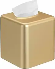 Livelab Gold Square Metal Tissue Box Holder Modern Decor Facial Napkin Holder Tissue Box Dispenser for Bathroom Vanity Countertop, Living Room, Bedroom, Office