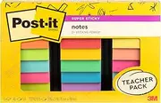 Post-it Super Sticky Notes Teacher Pack, Assorted Colors, 7.62 cm x 7.62 cm, 15 Pads/Pack, 45 Sheets/Pad (654-15SSBTS-SR)