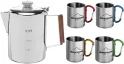 Alpine Mountain Gear 9-Cup Coffee Percolator Set with 4 Mugs