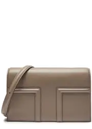 Totême T-Flap Leather Shoulder bag - Taupe ONE SIZE