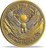 Isaiah 40:31 Eagle Challenge Coin - Inspirational They Will Soar on Wings Like Eagles Coin with Protective Case