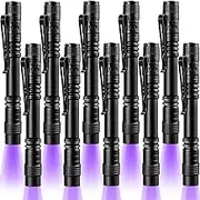 Beieverluck 10 Pack UV Black Light Flashlight Mini 395nm Pen Light with Clip LED Handheld Blacklight Detector for Leak Pet Urine Hotel Inspection Dry Stain and Bed Bug, Large