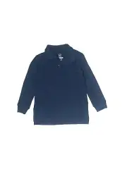 Wonder Nation Polo Shirt Boys Size L Navy School Uniform Long Sleeve Pique --H4