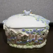 Gibson Tureen w/Lid & Ladle Home Sweet Home Spring Birdhouse Floral in Box