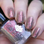 Emily de Molly Taking Over - Light Grey Nail Polish Orange Gold Green Flakies