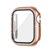 Bling PC Full Cover Watch Case Tempered Screen Protector - For Apple iWatch 38mm (Rose gold)