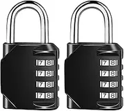 Vaupan 2 Pack Combination Lock Resettable 4-Digit Padlock, Outdoor Waterproof and Heavy Duty Combination Padlock for School Gym Locker, Sports Locker, Fence, Toolbox, Gate, Case, Hasp Storage (Black)