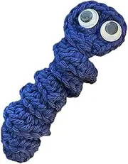 Daiilg Handmade Emotional Support Worry Worm Gift, Crochet Worry Worm Inspirational Cares, Cute Knitted Gift, Blue