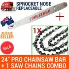24" Pro Chainsaw Guide Bar & 3/8" Chain for Baumr-Ag Sx82 82cc Sprocket Nose