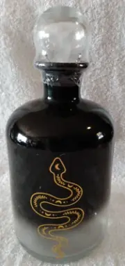 NEW Black Gold Serpent & Moons Liquor Decanter Wine Whiskey Glass Bottle