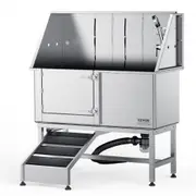 VEVOR 1.57M Pet Dog Bathing Station w/Ramp, Professional Stainless Steel Dog Grooming Tub w/ Soap Box, Faucet,Rich Accessory,Bathtub for Large,Medium,