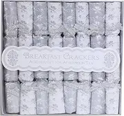 Toyland® Pack of 8 - Mini Silver & White Breakfast Crackers - Christmas Crackers