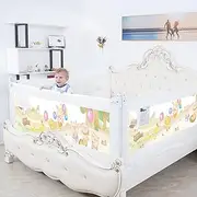 Bed Rails for Toddlers Vertical Lifting Bed Guardrail for Kids, Extra Tall Collapsible Baby Bed Rail Guards Fit Queen King Size Bed,Beige#oneside-2.2m