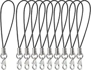 uxcell 15 Pcs Lobster Clasp Cords Lanyard, Nylon Wrist Coiled Strap Cell Phone Key String, Keychain Holder Ropes for USB Flash Drive, Handmade Jewelry Accessories, Black
