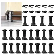 20pcs Furniture Feet Adjustable Cupboard Foot Leg Unit Cabinet Legs With Board Clips For Kitchen Ba