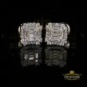 Mens 1.26ct Square Yellow 925 Sterling Silver ScrewBack Hip Hop CZ Stud Earring