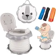 Travel Potty for Toddler, Portable and Foldable Toilet, Apply to Seat Emergency Toilet for Car, Camping, Outdoor, Indoor(Lion + Off-White)