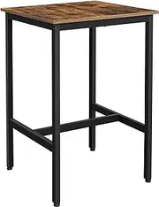 VASAGLE Bar Table, Small Kitchen Dining, Height Cocktail Table, High Top Pub Table for Living Room Party, Sturdy Metal Frame, 23.6 x 23.6 x 36.2 Inches for Narrow Spaces, Rustic Brown and Black