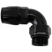 Aeroflow Male End -10Orb to 10An Teflonfull Flow Billet 90 Deg Black - AF583-10-10DBLK