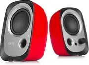 Edifier R12U Active USB Powered Multimedia Speaker System – Bass Reflex, 3.5mm AUX Port, Headphone Jack, Master Volume with Built-in Power Switch, Ideal for Gaming, Music, Computer PC, Notebook (Red)