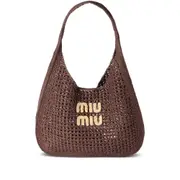 [Miu Miu] Miu Miu Raffia-effect Woven Shoulder Bag ONE SIZE BROWN